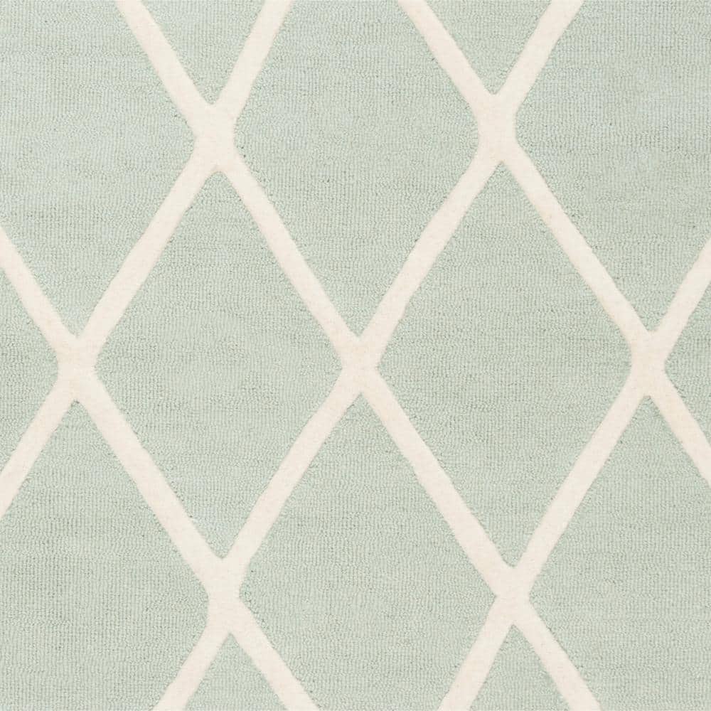 Mint and Ivory Geometric Hand-Tufted Wool Kids Area Rug 5' x 7'