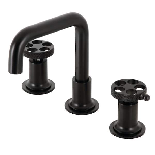 Kingston Brass Webb 8 in. Widespread Double Handle Bathroom Faucet in Matte Black