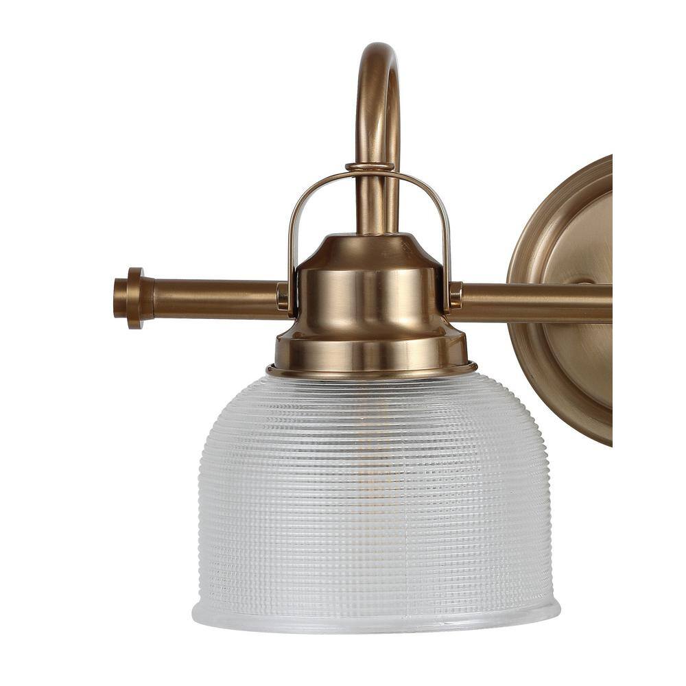 Elegant Brass Gold 17.25" LED Vanity Light with Textured Glass Shades
