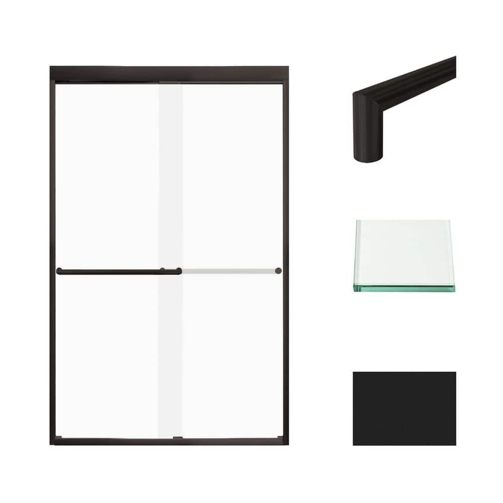 Frederick 47 in. W x 76 in. H Sliding Semi-Frameless Shower Door in Matte Black with Frosted Glass price history on PriceWatchPro