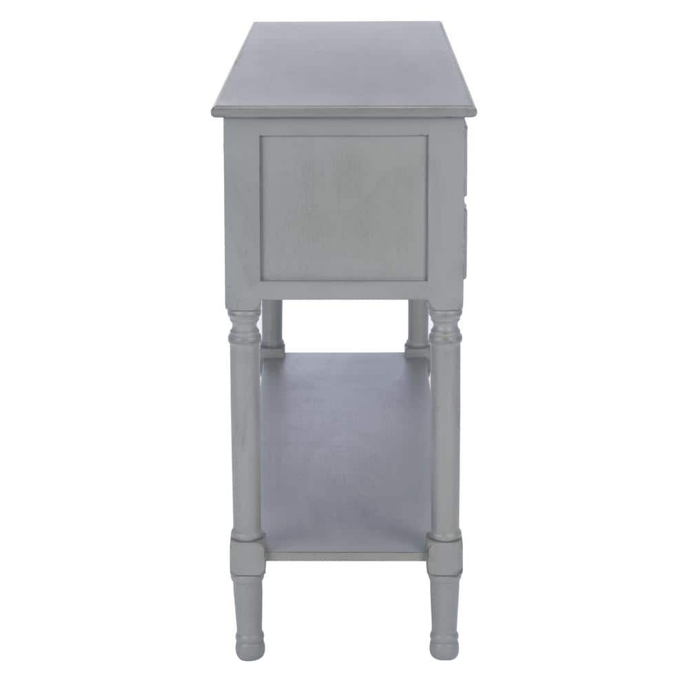 Distressed Gray Pine Wood Console Table with Storage