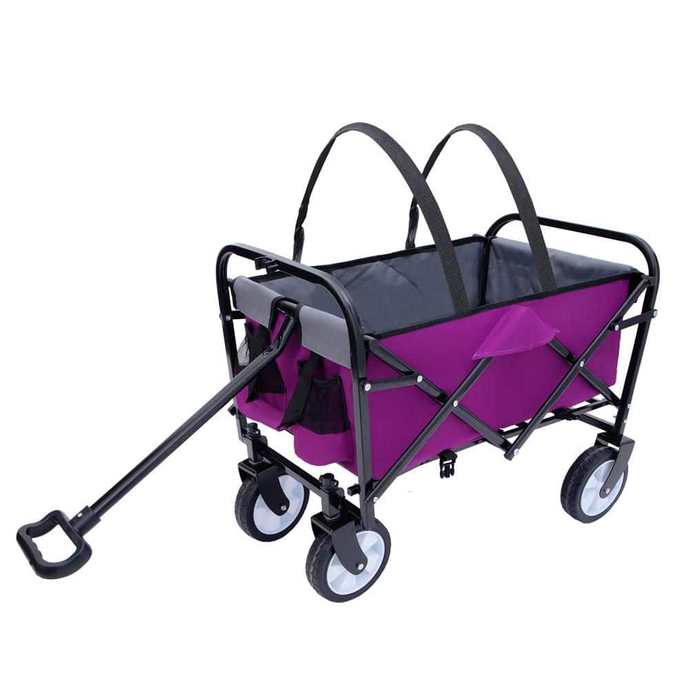 3 cu. ft. Strap Collapsible Foldable Wagon Cart Steel Garden Cart Supports 