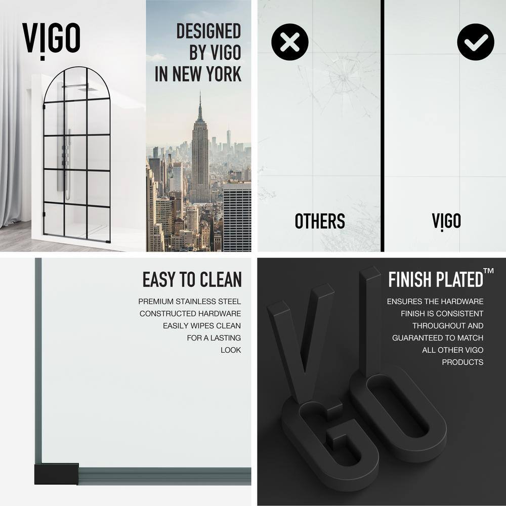 Arden Matte Black 34" x 78" Framed Shower Screen with Clear Glass