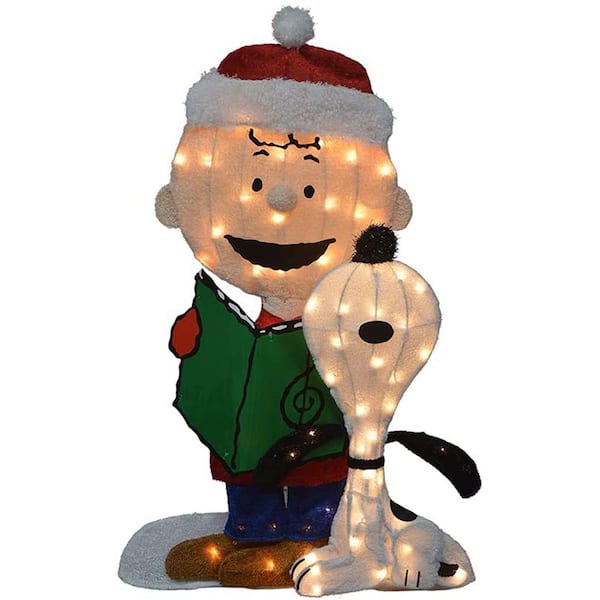 Product Works Peanuts 32 in. Charlie Brown & Singing Snoopy Ornament ...