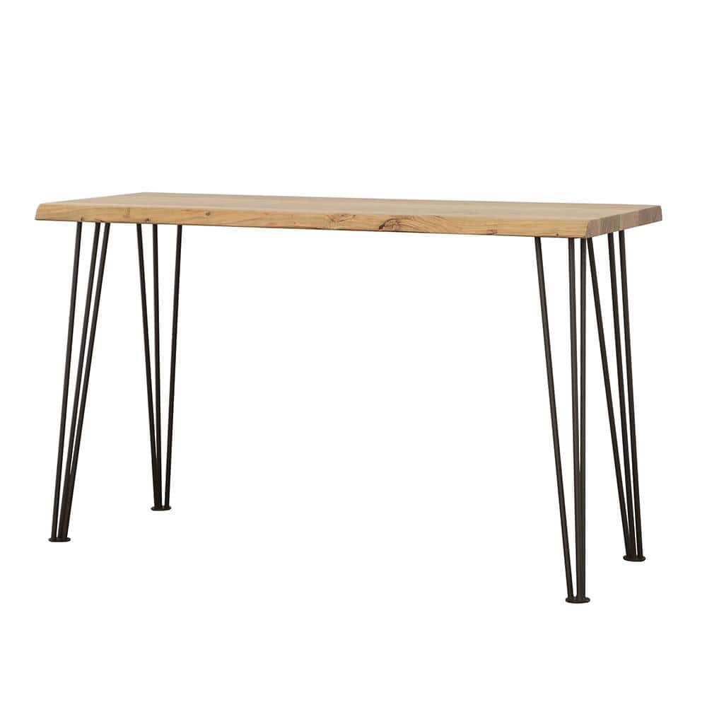 Natural Acacia Wood Sofa Table with Black Hairpin Legs