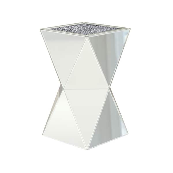 KOHROS 24 in. Silver Hexagon Glass Coffee Table