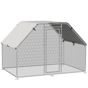 Silver Galvanized Metal 0.001-Acre In-Ground Walk-in Chicken Coop Cage with Cover