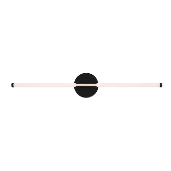 Uixe 28.1 in. 1-light Matte Black LED Vanity Light Bar Dimmable Sconces Wall Lighting for Bathroom