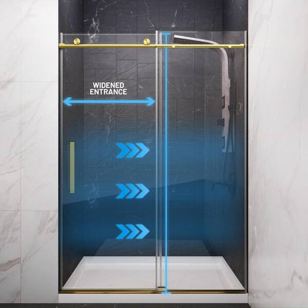 ANZZI Mountain 48 in. Reversible Frameless Sliding Glass Shower