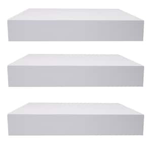 9.25 in x 9.25 in x 1.5 in Classic White Wood, Square Decorative Wall Shelves with Brackets (3 Pack)