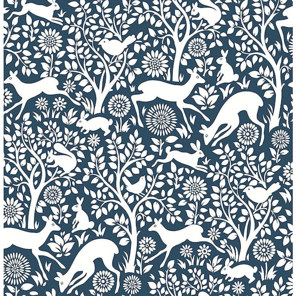 A-Street Prints Meadow Navy Animals Navy Paper Strippable Roll (Covers 56.4 sq. ft.)