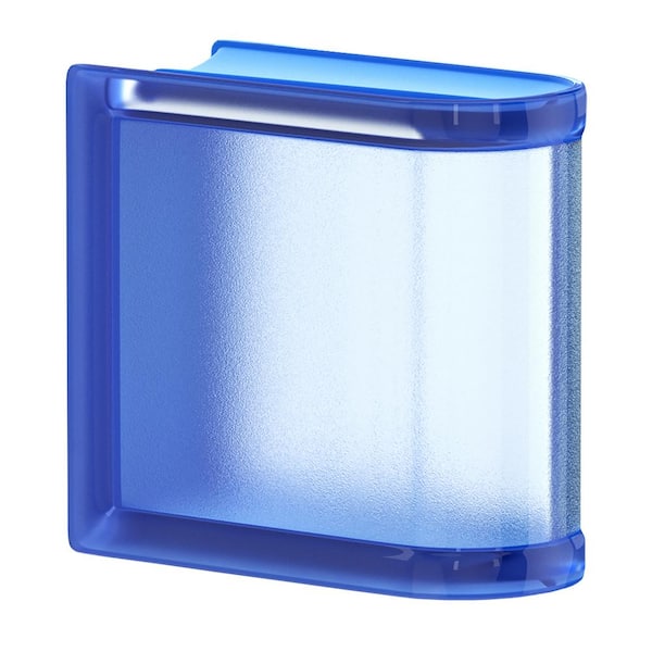 MyMINIGLASS 3 in. Thick Series 6 x 6 x 3 in. Linear End (1-Pack) Blueberry Mist Pattern Glass Block (Actual 5.75 x 5.75 x 3.12 in.)