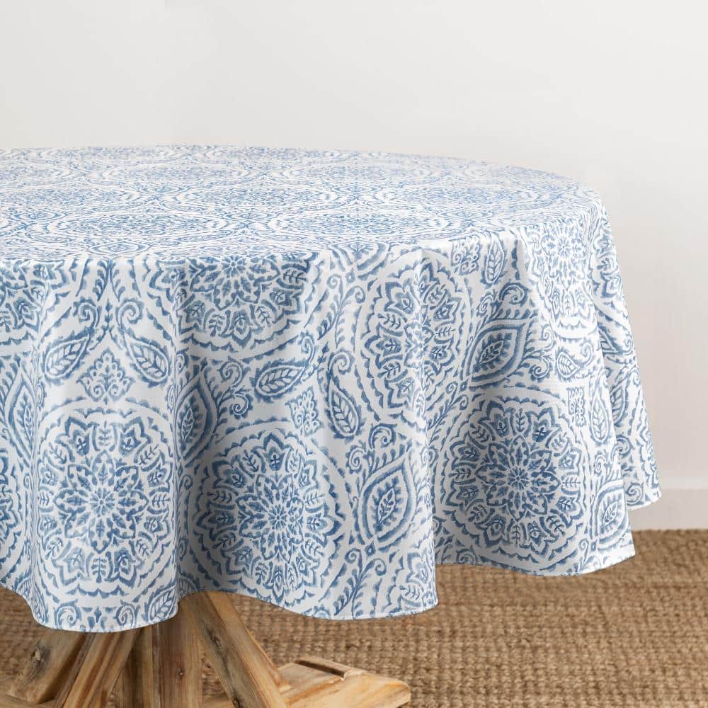 "Savannah Boho Paisley Printed Vinyl Indoor/Outdoor Tablecloth, Blue - 60""W x 84""L Oval" price history on PriceWatchPro