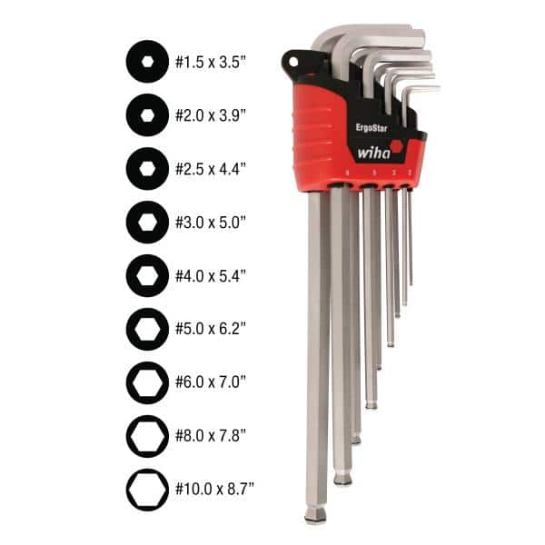 MagicRing Screw Holding Ball End L Key Set Metric (9-Piece)