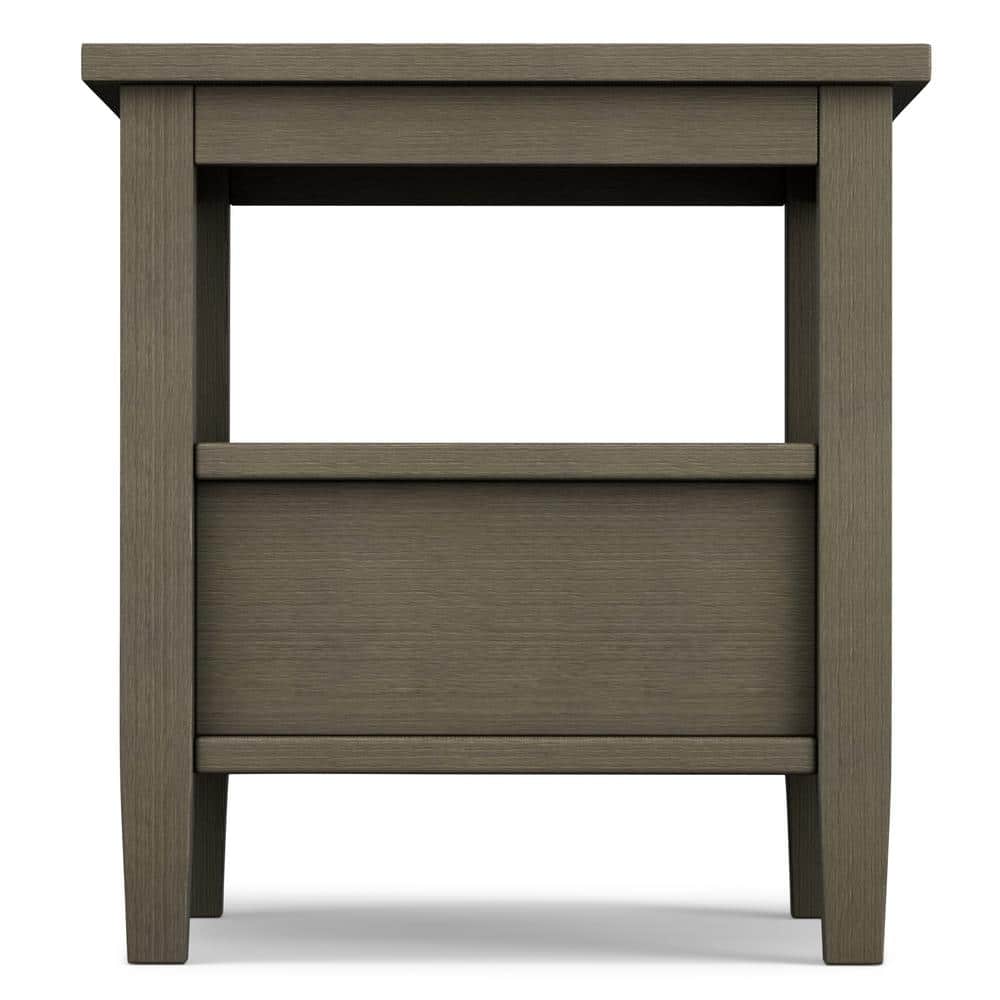 Farmhouse Gray Rectangular Wood End Table with Storage