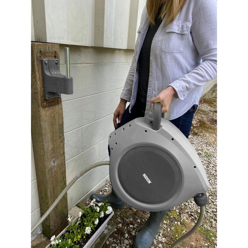 Hudson Gray Retractable 50 ft. Hose Reel with 9-Pattern Nozzle