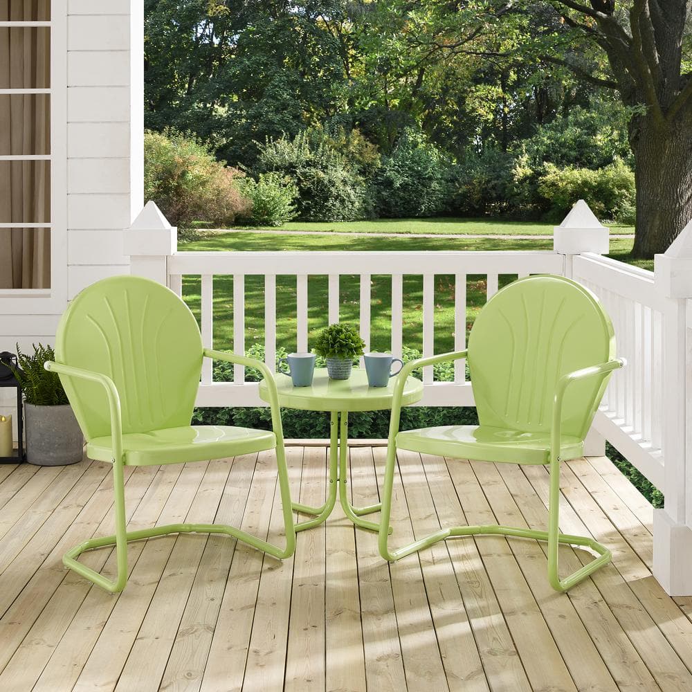 Key Lime Powder-Coated Metal 3-Piece Outdoor Conversation Set