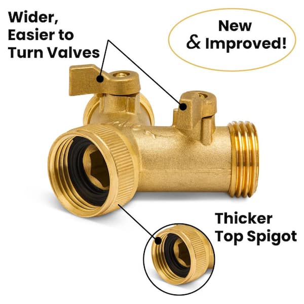 Hose Splitter Garden Tap Water Valve Double Connector Brass Adapter Y Switch New