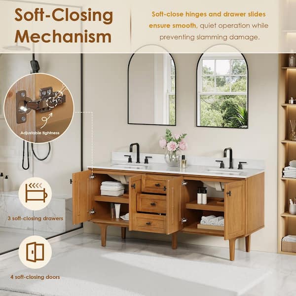 Altair Orasia 72 in. Double Freestanding Mango Brown Bath Vanity