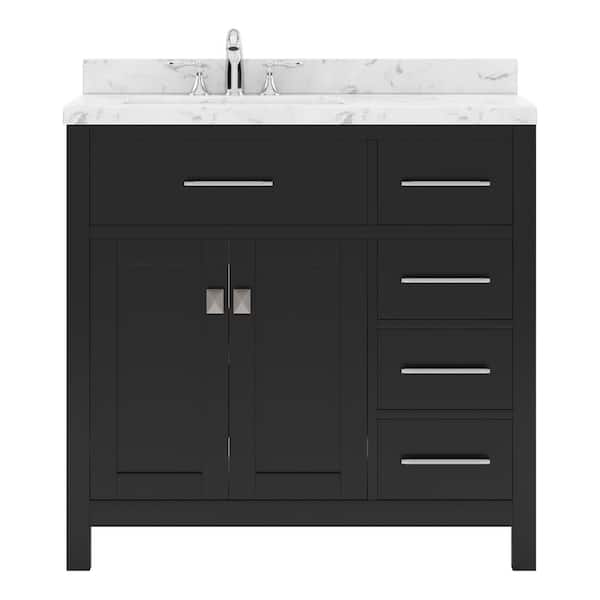 Virtu USA Caroline Parkway 36 in. W x 22 in. D x 35 in. H Single Sink Bath Vanity in Espresso with Quartz Top
