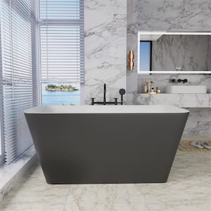 MUSE 47 in. Acrylic Rectangle Flatbottom Freestanding Non-Whirlpool Soaking Bathtub No Seat Version in Gray