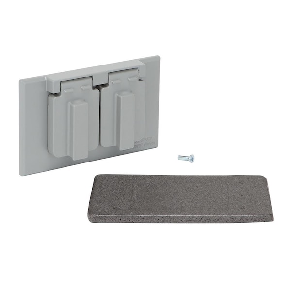 Commercial Electric 1-Gang Duplex Outlet Metallic Weatherproof Cover, Gray
