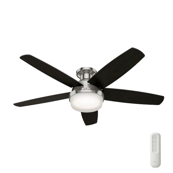 Hunter Salido 52 In Led Indoor Brushed, How To Install Hunter Remote Ceiling Fan With Light And