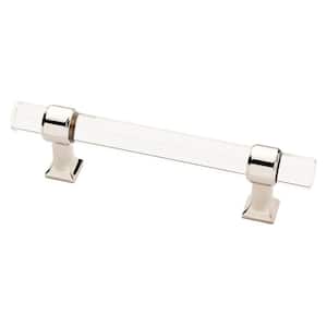 Acrylic Bar 3-3/4 in. (96 mm) Polished Nickel and Clear Cabinet Drawer Pull