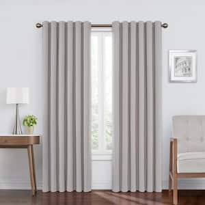 Faux Pale Grey Velvet Thermal Blackout Curtain - 50 in. W x 84 in. L