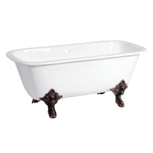 Modern 67 in. Cast Iron Oil Rubbed Bronze Double Ended Clawfoot Bathtub in White