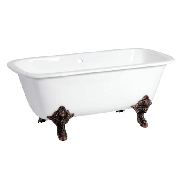 Aqua Eden Modern 67 in. Cast Iron Oil Rubbed Bronze Double Ended Clawfoot Bathtub in White