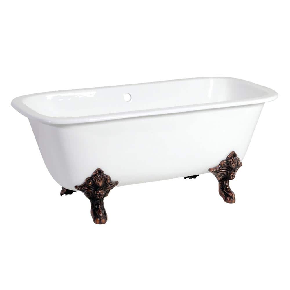 Modern 67 in. Cast Iron Oil Rubbed Bronze Clawfoot Double Ended Bathtub in 