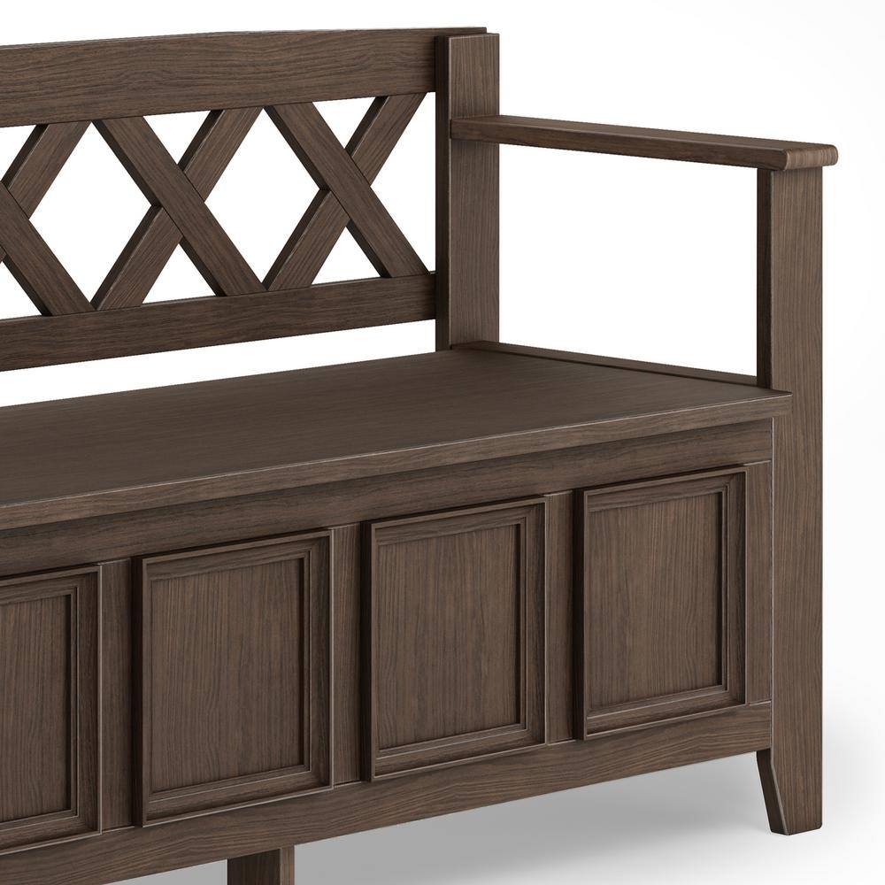 Amherst Farmhouse Brown Solid Wood Entryway Storage Bench