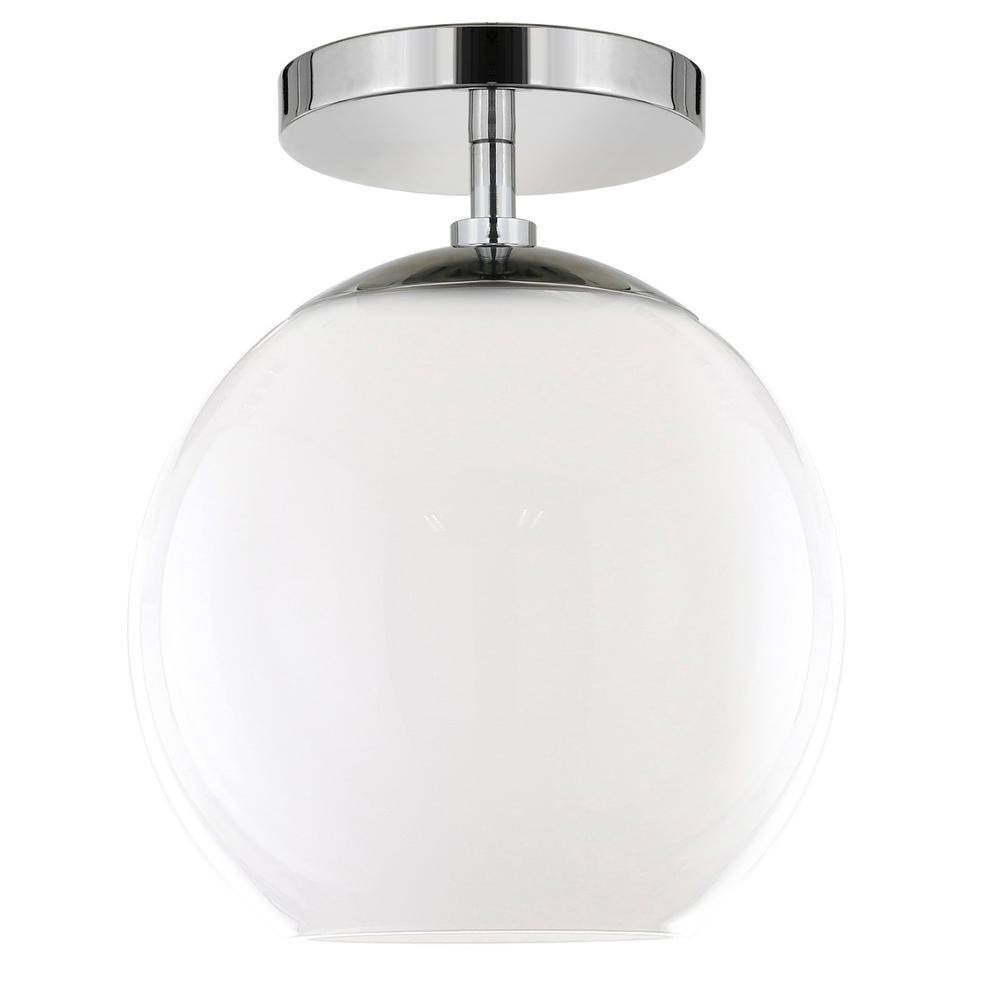 Meyer&cross Bartlett 9 In. 1-light Polished Nickel And White Milk Glass 