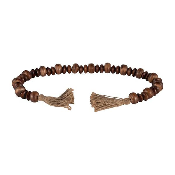 Liv & Skye 32 in. x 1.25 in. Two-Tone Natural Brown Mango Wood Beaded Garland