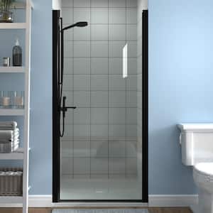 36-37 in. W x 72 in. H Fold Pivot Frameless Swing Corner Shower Panel with Shower Door in Black with Clear Glass