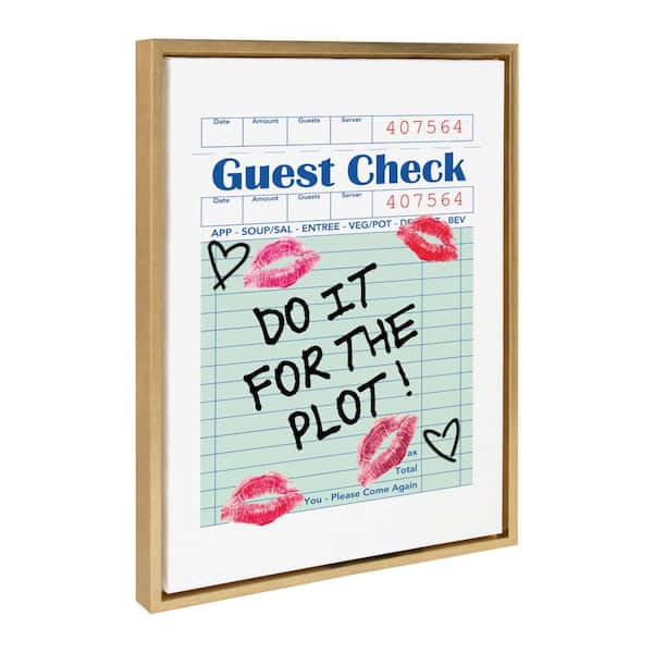 Kate and Laurel Sylvie Do it For The Plot Guest Check Framed Canvas by Alli Standefer Set of 1 Culture Art Print 18.00 in. x 24.00 in.