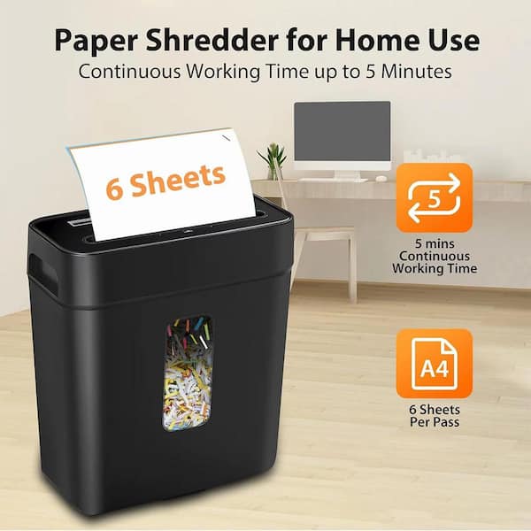 Yichuhaoxi Paper Shredder 6-Sheet Cross-Cut Shredder, Card