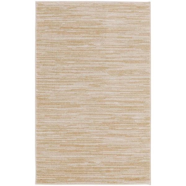 Nourison Essentials 3 ft. x 5 ft. Ivory Gold Abstract Contemporary Indoor/Outdoor Area Rug