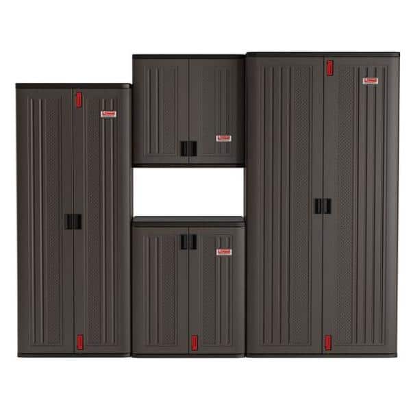 Freestanding Black Office Cabinet with Adjustable Shelving and Lock
