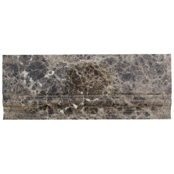 Ivy Hill Tile Dark Emperidor Base Molding 5 in. x 12 in. x 12 mm Marble Mosaic Floor and Wall Tile