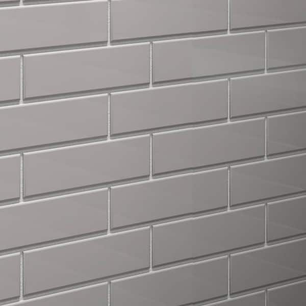 2 in. x 8 in. Marsh Gloss Glass Subway Tile Sample