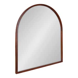 McLean 36 in. x 32 in. Classic Arch Framed Walnut Brown Wall Mirror