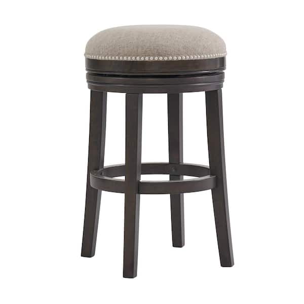 Alaterre Furniture Clara 29 in. Dark Brown Rubberwood Backless Swivel Bar Height Stool with Cushioned Seat