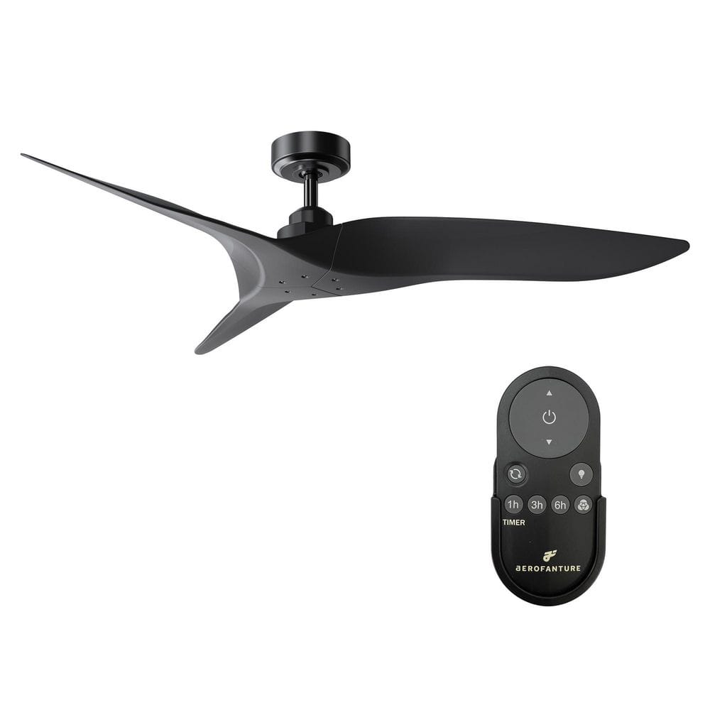 Aerofanture 52 in. Modern Matte Black Downrod Ceiling Fan with Remote Control -  Parrot Uncle, AT52-02A-01