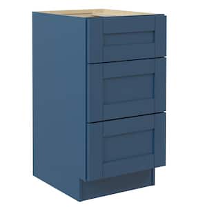 Richmond Valencia Blue 34.5 in. H x 18 in. W x 24 in. D Plywood Laundry Room Drawer Base Cabinet with 0 Shelves