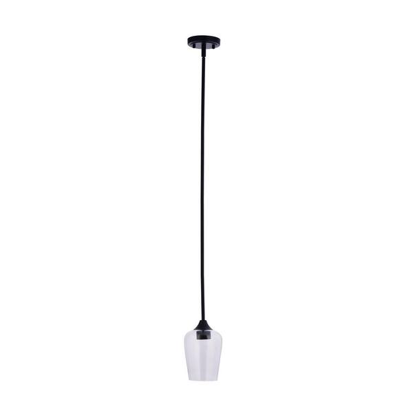 LAZZUR Montauban 5 in. 1-Light Matte Black Pendant with Clear Glass Shade