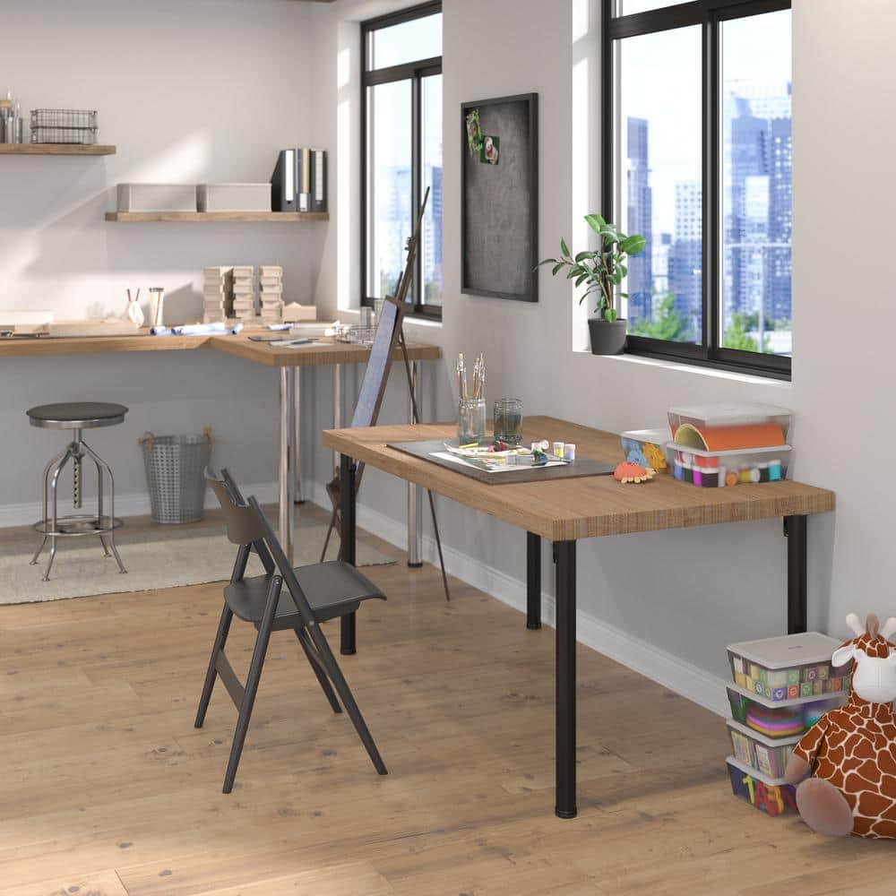 Matte Black 28" Adjustable Folding Table Leg in Aluminum