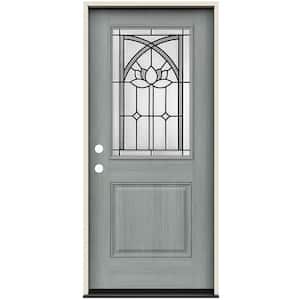 36 in. x 80 in. Right-Hand/inswing 1/2 Lite Ardsley Decorative Glass Stone Fiberglass Prehung Front Door