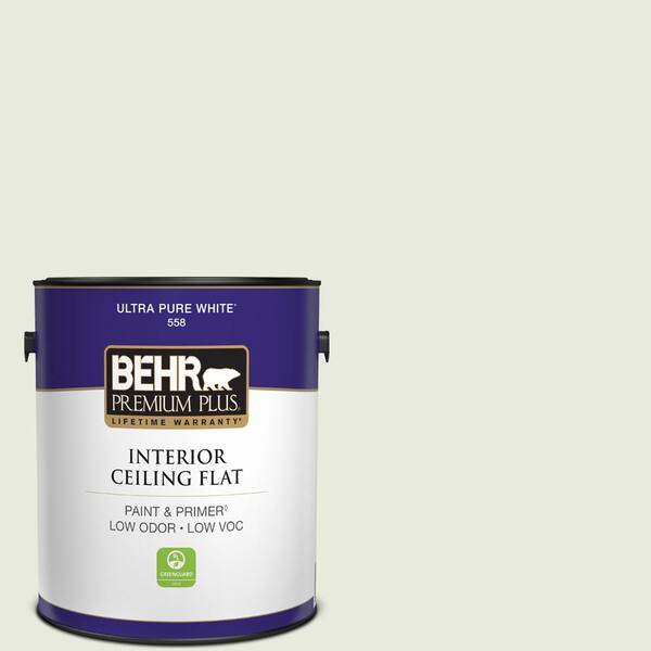 BEHR PREMIUM PLUS 1 gal. #GR-W07 Angel Feather Ceiling Flat Interior Paint